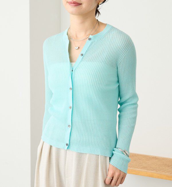  「予約【抜け感】麻混シアーリブカーディガン」|カーディガン|