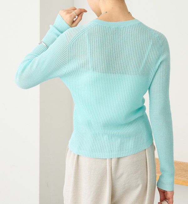  「予約【抜け感】麻混シアーリブカーディガン」|カーディガン|