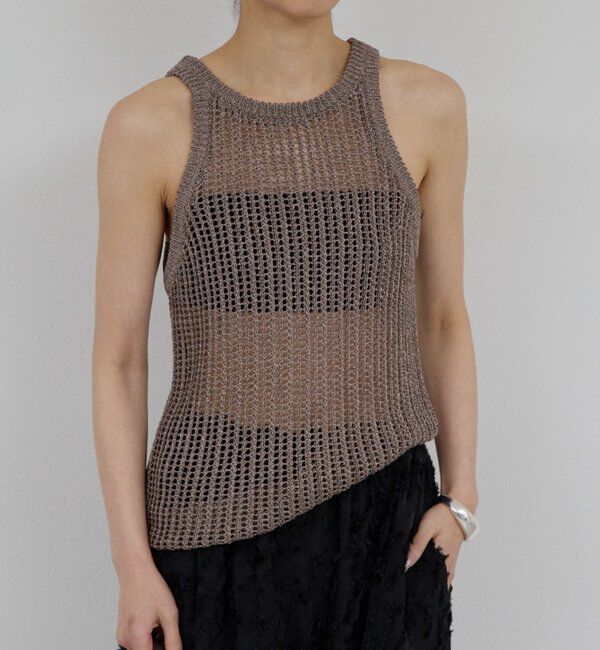  「【手洗い可】メッシュラメアメスリニット」|ニット・セーター|ブラウン