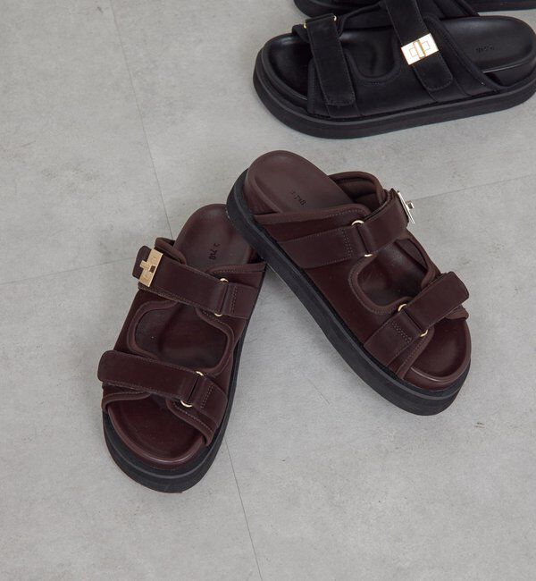  「【2.718】ダブルベルトサンダル」|その他|ダークブラウン