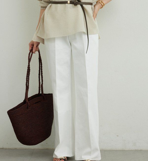  「センタークリースフレアデニム」|デニム|ホワイト