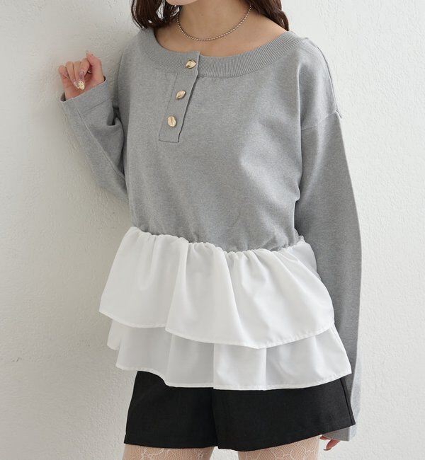  「ペプラムヘンリーニット」|ニット・セーター|