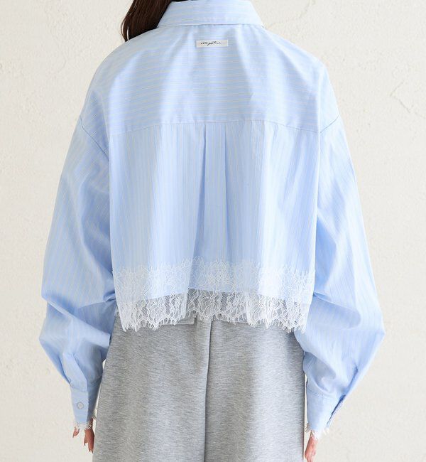  「ストライプ裾レースシャツ」|シャツ・ブラウス|