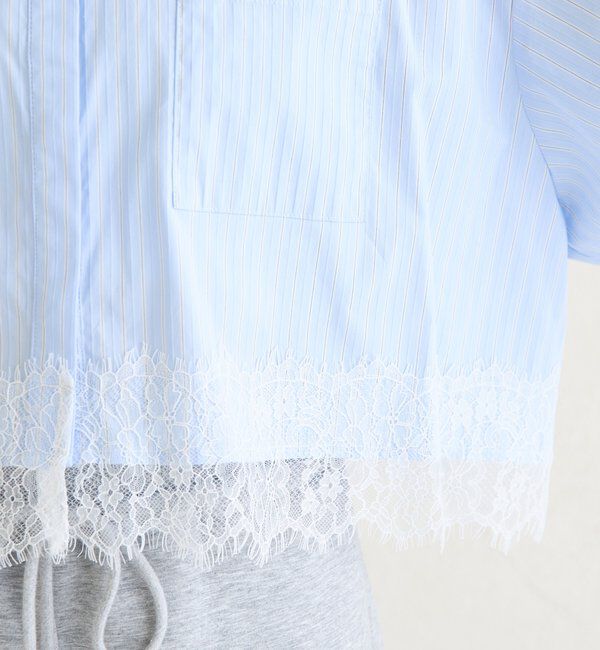  「ストライプ裾レースシャツ」|シャツ・ブラウス|