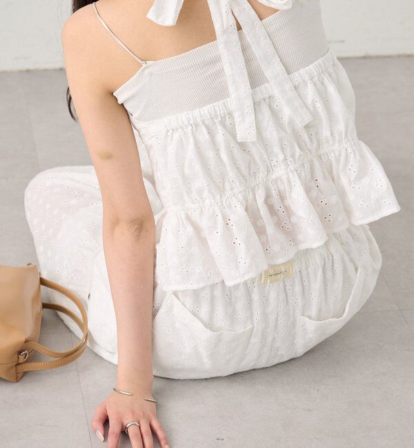  「コットン刺繍ドロストパンツ」|チノ|