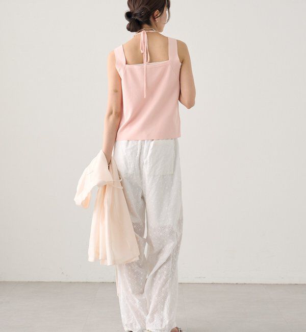  「コットン刺繍ドロストパンツ」|チノ|