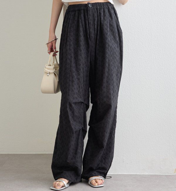  「コットン刺繍ドロストパンツ」|チノ|