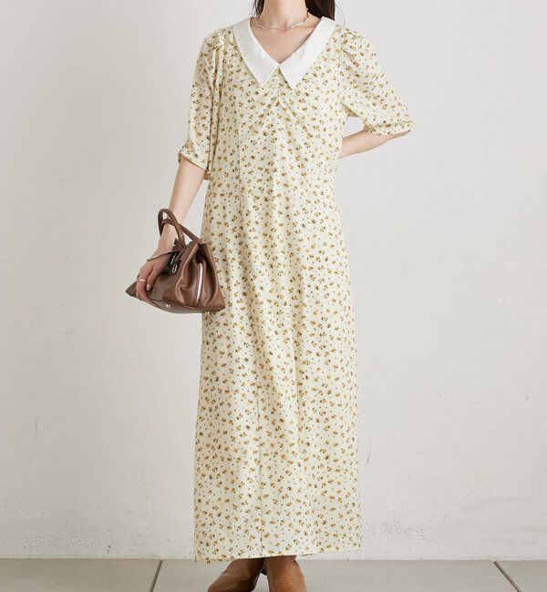  「襟付きフラワーワンピース」|ワンピース|