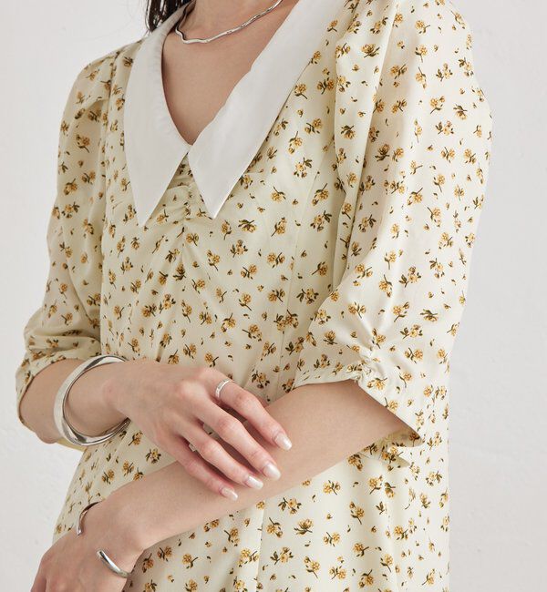  「襟付きフラワーワンピース」|ワンピース|