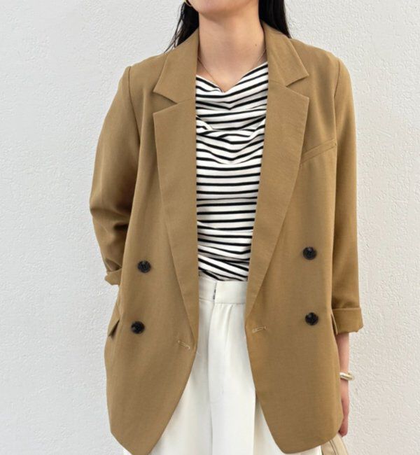  「麻調合繊ジャケット」|テーラードジャケット|キャメル
