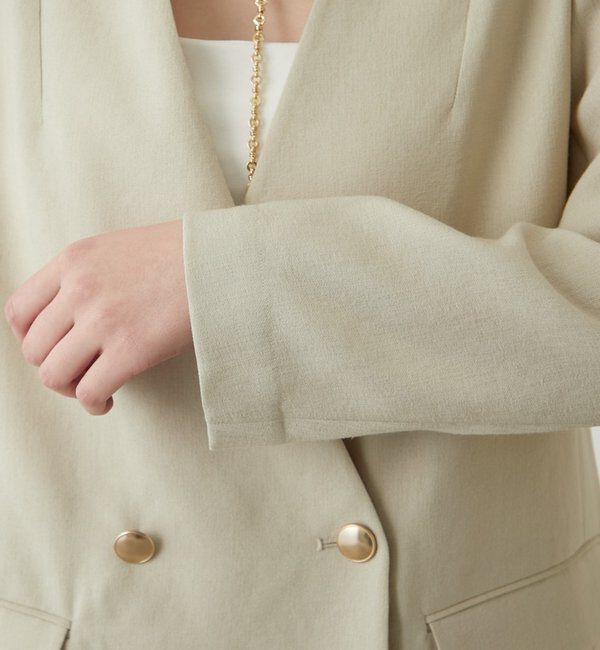  「麻調合繊ノーカラージャケット」|テーラードジャケット|