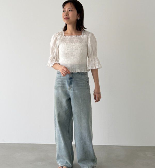  「【PUFRILL/パフリル】シャーリングブラウス」|シャツ・ブラウス|