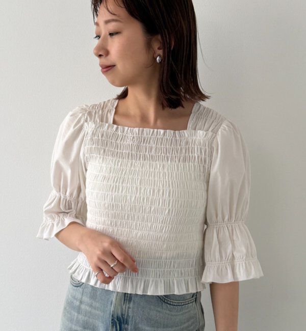  「【PUFRILL/パフリル】シャーリングブラウス」|シャツ・ブラウス|