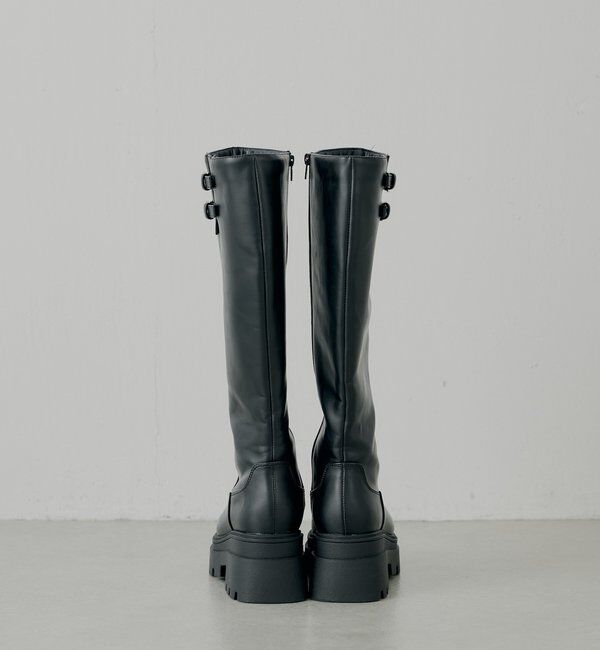  「厚底ベルトデザインロングブーツ」|ロングブーツ|