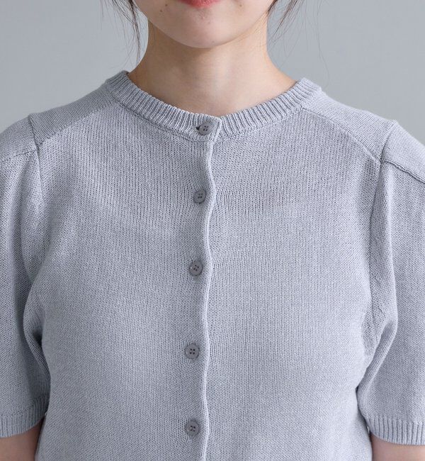  「ペーパーヤーン半袖パフニット」|カーディガン|