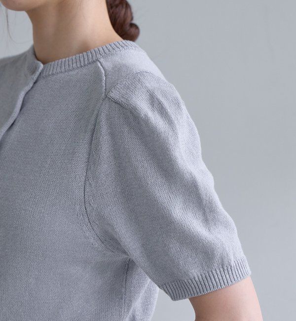  「ペーパーヤーン半袖パフニット」|カーディガン|