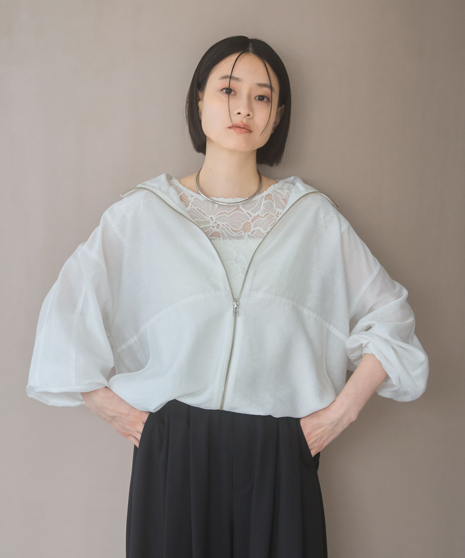 A part by 「シアースタンドブルゾン」|ブルゾン・スタジャン|オフホワイト