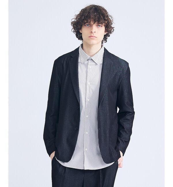 ABAHOUSE「【セットアップ対応】デニムライクツイル シングルジャケット」|テーラードジャケット|ブラック