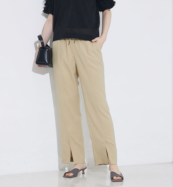 qualite「バックサテンジョーゼットベンツパンツ」|その他|オーカー