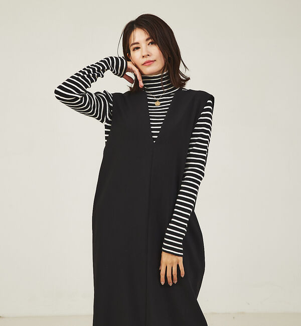 abahouse mavie「【大人のいちまんワンピ】ダブルクロスジャンパーワンピ」|ジャンパースカート|