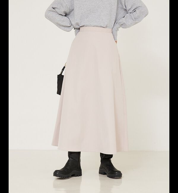 abahouse mavie「【セットアップ対応】ウォームツイルフレアースカート」|スカート|グレージュ