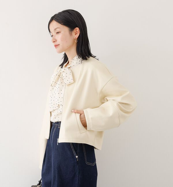 abahouse mavie「ソフトレザーライクジップブルゾン」|ブルゾン・スタジャン|