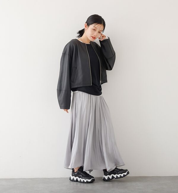 abahouse mavie「ソフトレザーライクジップブルゾン」|ブルゾン・スタジャン|