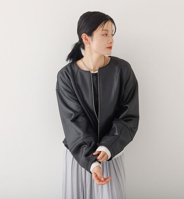 abahouse mavie「ソフトレザーライクジップブルゾン」|ブルゾン・スタジャン|