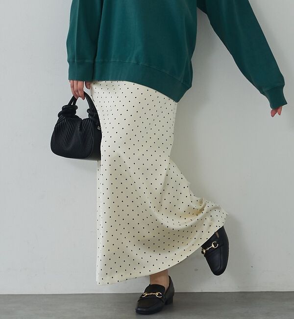 abahouse mavie「ドットマーメイドスカート」|スカート|ホワイト