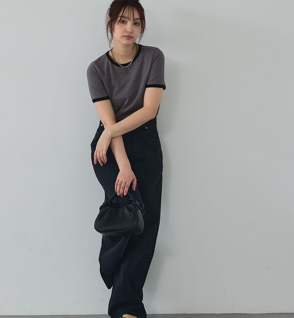 abahouse mavie「【リンガーT】ボーダーコンパクトTシャツ/夏服/半袖/スタイルアップ【予約】」|Tシャツ・カットソー|