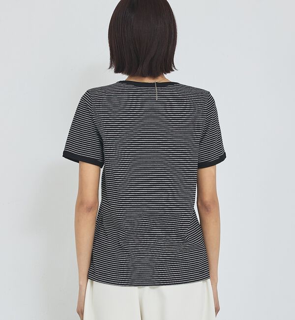 abahouse mavie「【リンガーT】ボーダーコンパクトTシャツ/夏服/半袖/スタイルアップ【予約】」|Tシャツ・カットソー|