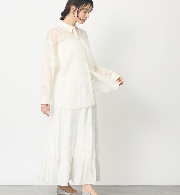 abahouse mavie「【シアー素材】総レースクレリックシャツ/春服/レイヤード/透け感/大人フェミニン」|シャツ・ブラウス|