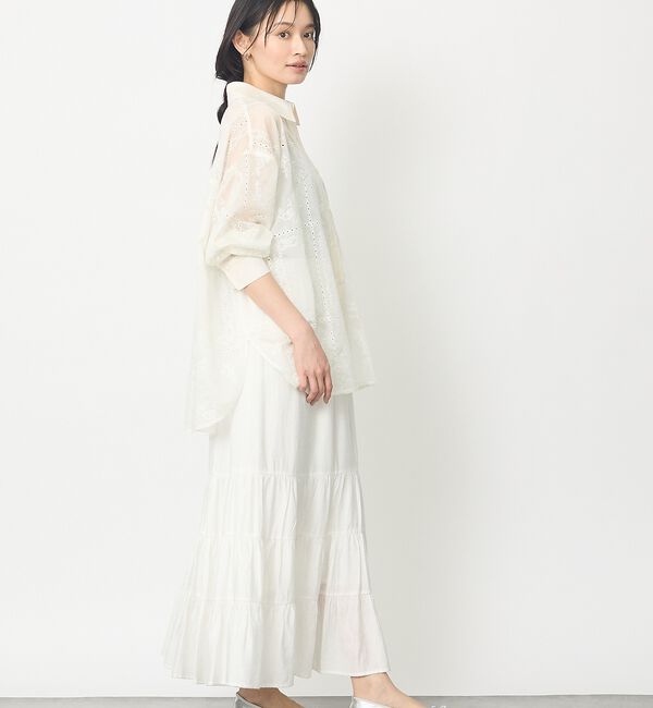 abahouse mavie「【シアー素材】総レースクレリックシャツ/春服/レイヤード/透け感/大人フェミニン」|シャツ・ブラウス|