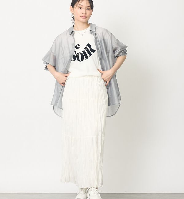 abahouse mavie「【コットン100％】甘編み天竺フロッキープリントTシャツ/半袖/夏服/ロゴT」|Tシャツ・カットソー|