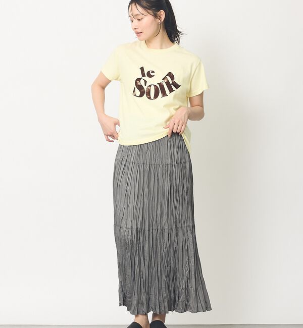 abahouse mavie「【コットン100％】甘編み天竺フロッキープリントTシャツ/半袖/夏服/ロゴT」|Tシャツ・カットソー|