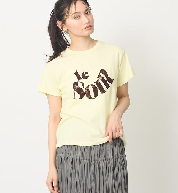 abahouse mavie「【コットン100％】甘編み天竺フロッキープリントTシャツ/半袖/夏服/ロゴT」|Tシャツ・カットソー|