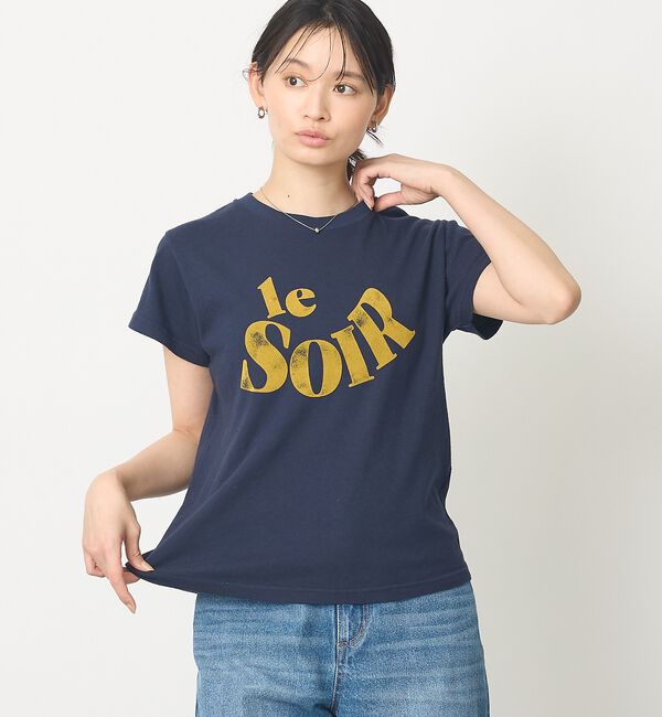 abahouse mavie「【コットン100％】甘編み天竺フロッキープリントTシャツ/半袖/夏服/ロゴT」|Tシャツ・カットソー|