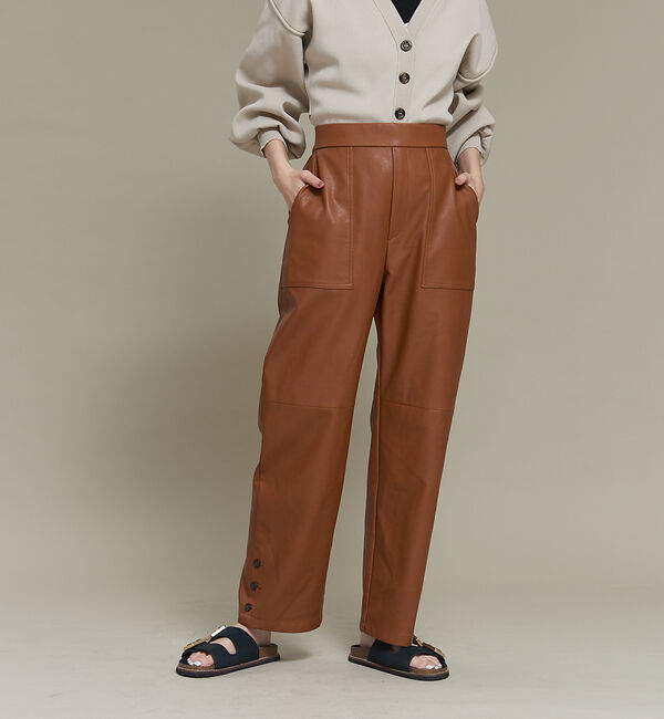 NOMINE「フェイクレザーベイカーパンツ」|カーゴ|