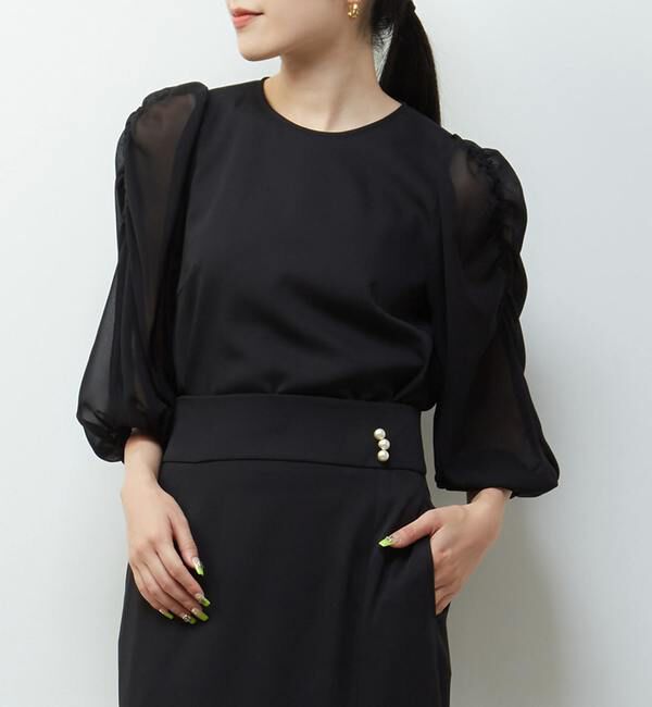 TIARA「シフォンスリーブトップス」|シャツ・ブラウス|ブラック