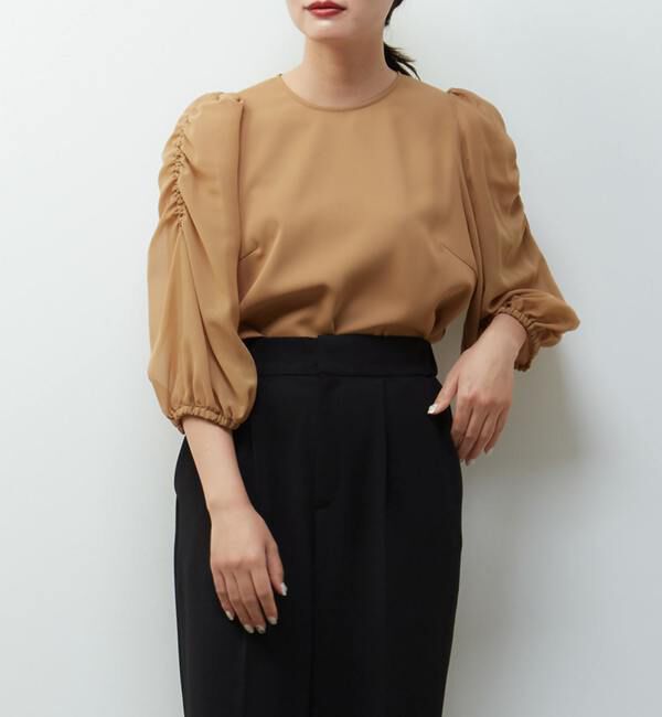 TIARA「シフォンスリーブトップス」|シャツ・ブラウス|キャメル