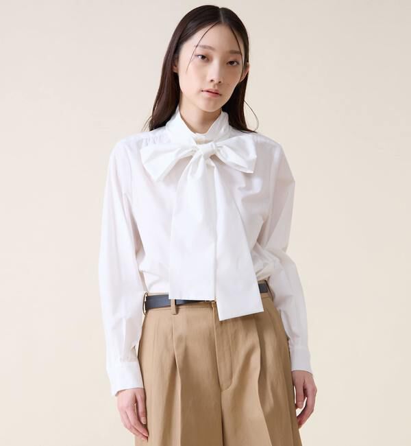 TIARA「ボウタイハイネックボタンブラウス」|シャツ・ブラウス|