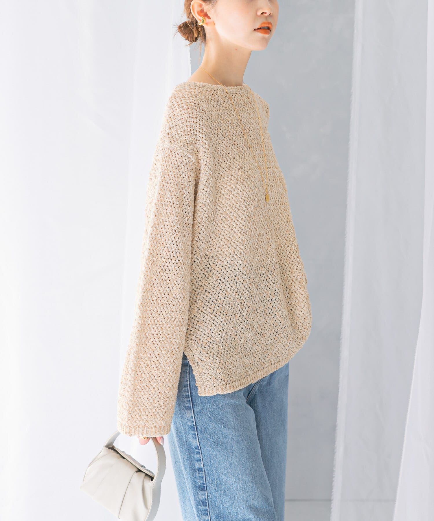 URBAN RESEARCH ROSSO「透かし編みラメニット」|ニット・セーター|