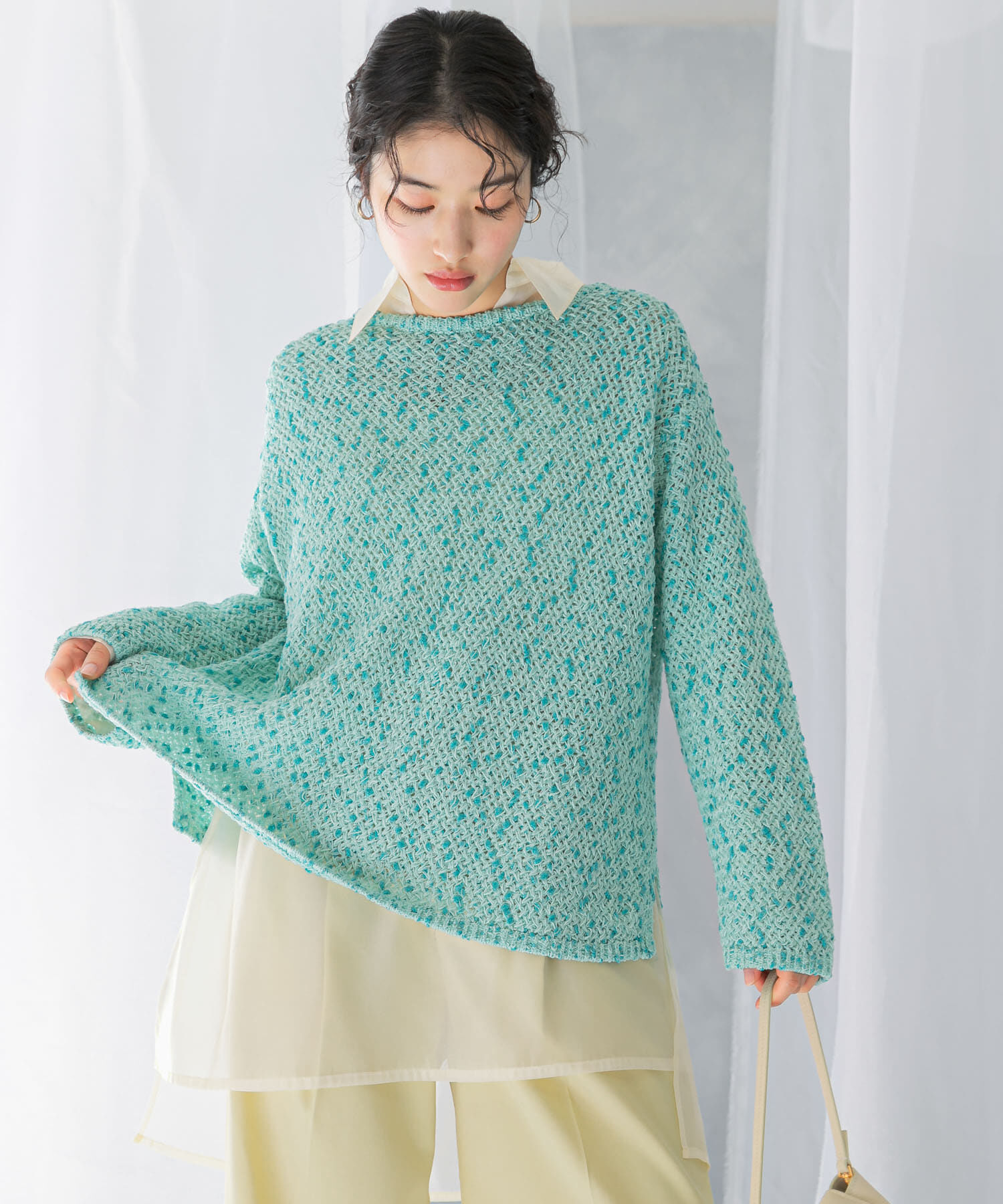 URBAN RESEARCH ROSSO「透かし編みラメニット」|ニット・セーター|