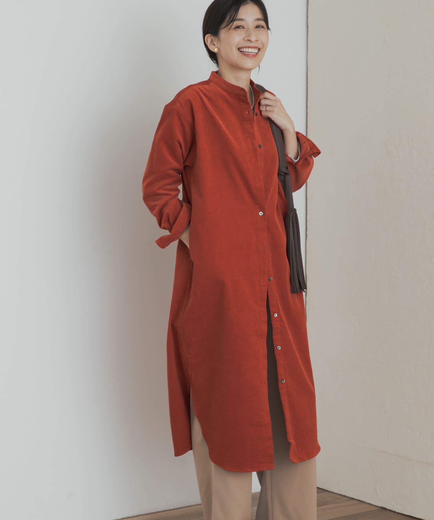 URBAN RESEARCH DOORS「『WEB/一部店舗限定カラー』『UR TECH』コーデュロイシャツワンピース」|ワンピース|