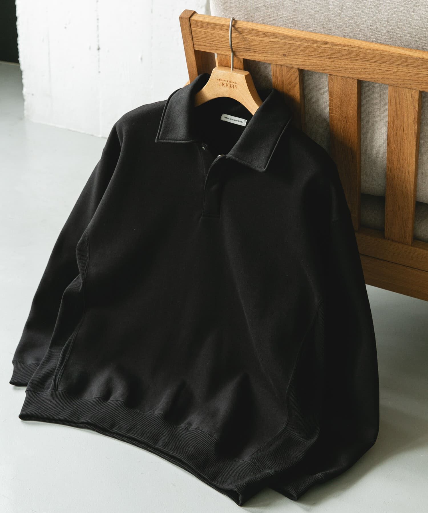 URBAN RESEARCH DOORS「裏起毛スウェットポロシャツ」|スウェット・ジャージ|ブラック