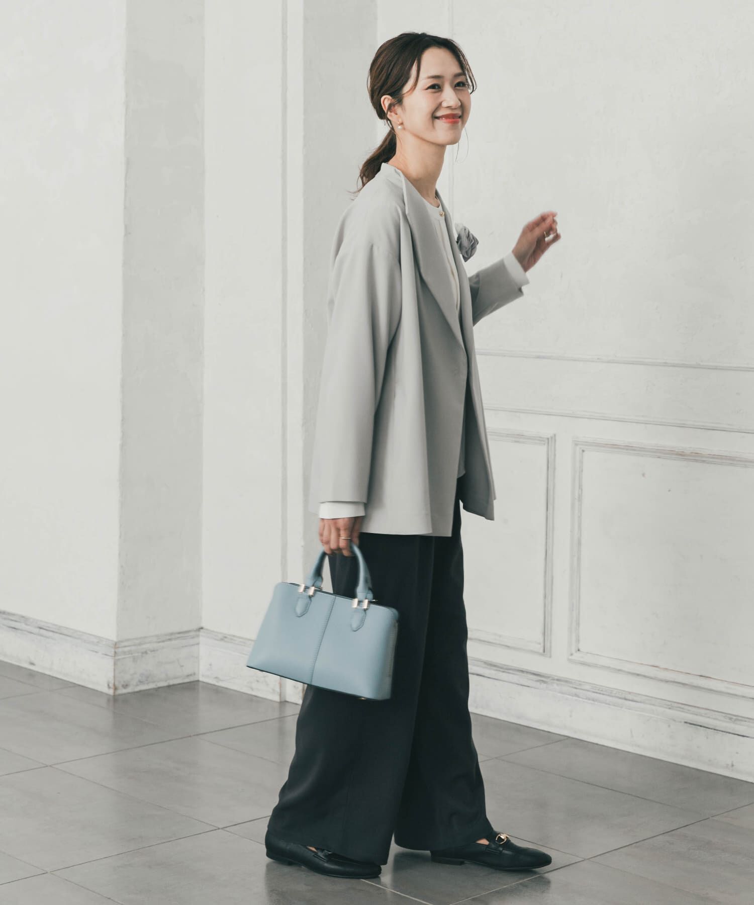 URBAN RESEARCH DOORS「ダブルクロスショートコート」|ノーカラーコート|