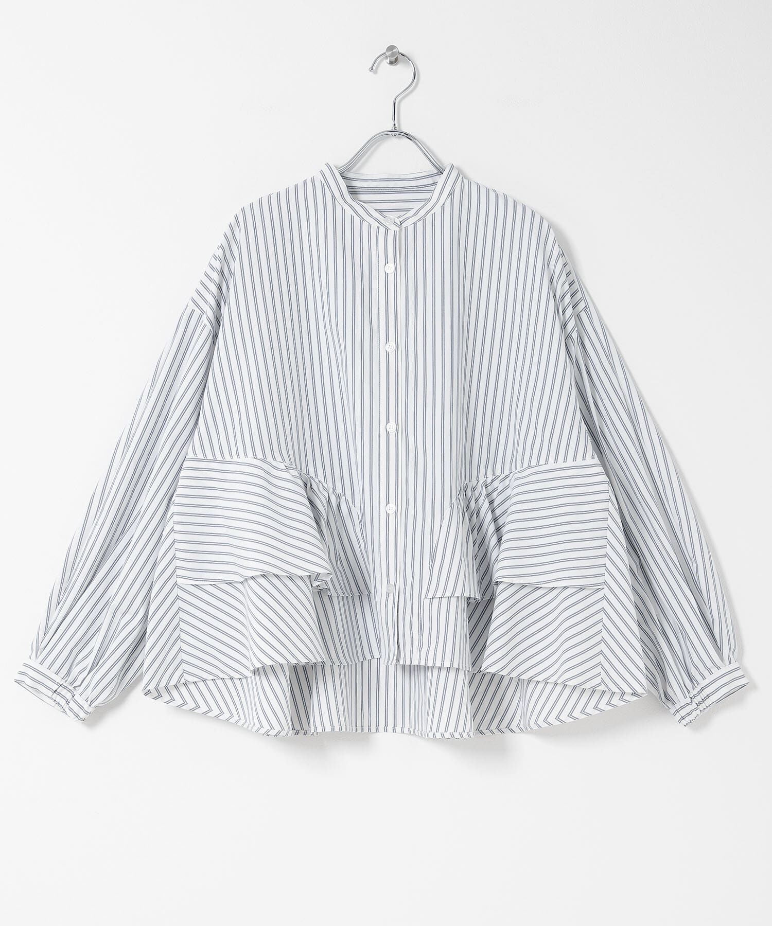 Sonny Label 「『WEB限定』バンドカラーフリルストライプシャツ」|シャツ・ブラウス|