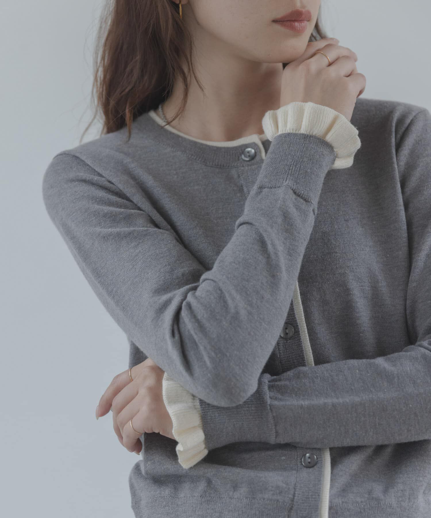 Sonny Label 「配色フリルニットカーディガン」|カーディガン|