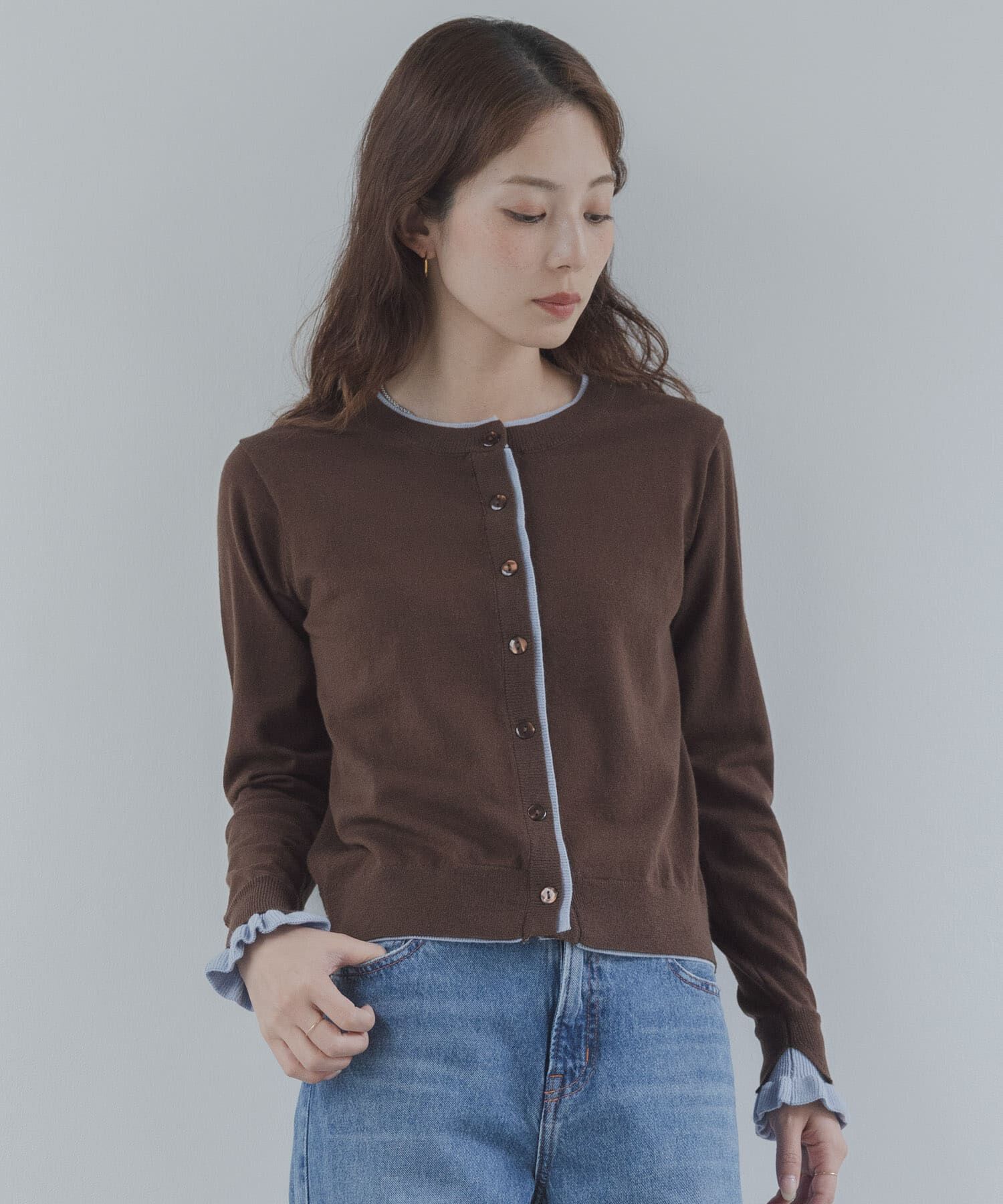 Sonny Label 「配色フリルニットカーディガン」|カーディガン|