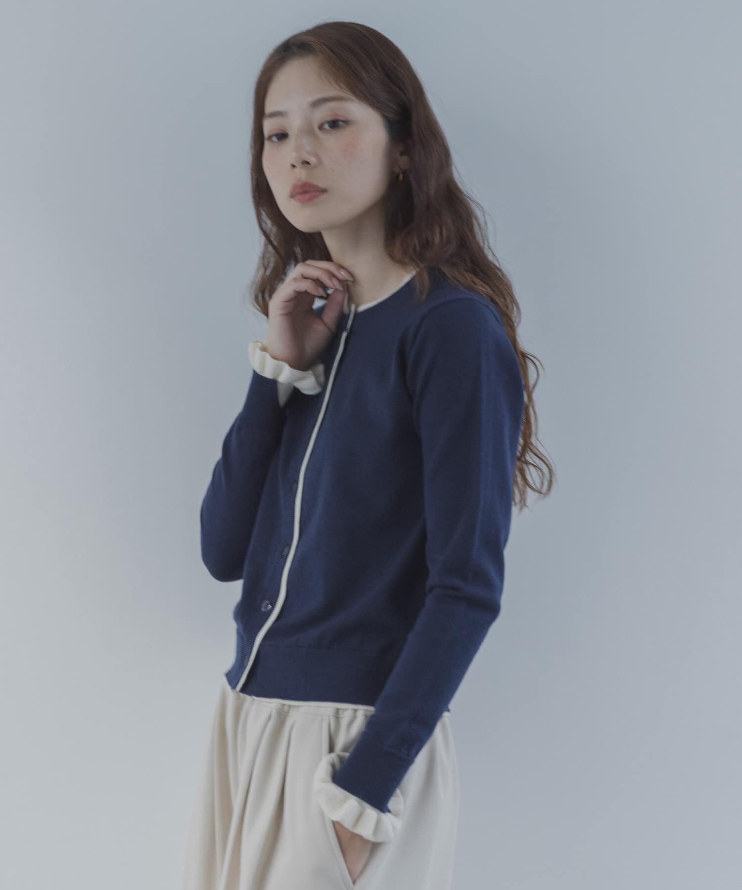 Sonny Label 「配色フリルニットカーディガン」|カーディガン|